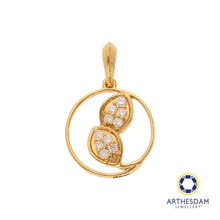 Load image into Gallery viewer, Arthesdam Jewellery 18K Yellow Gold Circle Frame with Diamond Leaves Pendant