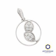 Load image into Gallery viewer, Arthesdam Jewellery 18K White Gold Circle Frame with Diamond Leaves Pendant