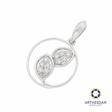 Load image into Gallery viewer, Arthesdam Jewellery 18K White Gold Circle Frame with Diamond Leaves Pendant