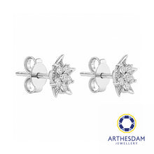 Load image into Gallery viewer, Arthesdam Jewellery 18K White Gold with Diamond Spiky Star Earrings