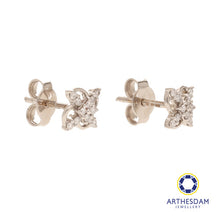 Load image into Gallery viewer, Arthesdam Jewellery 18K White Gold with Diamond Cross Clover Earrings