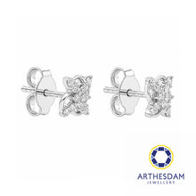 Load image into Gallery viewer, Arthesdam Jewellery 18K White Gold with Diamond Cross Clover Earrings