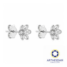 Load image into Gallery viewer, Arthesdam Jewellery 18K White Gold with Diamond Six Petals Flower Earring
