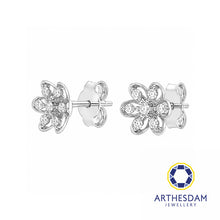 Load image into Gallery viewer, Arthesdam Jewellery 18K White Gold with Diamond Six Petals Flower Earring