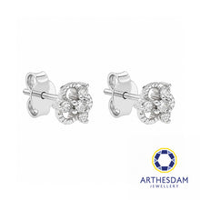 Load image into Gallery viewer, Arthesdam Jewellery 18K White Gold with Diamond Three Petal Clover Earrings