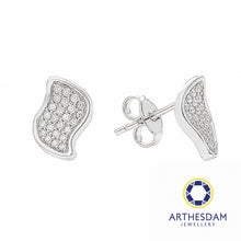 Load image into Gallery viewer, Arthesdam Jewellery 18K White Gold with Diamond Petal Leaf Earrings