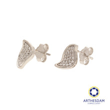 Load image into Gallery viewer, Arthesdam Jewellery 18K White Gold with Diamond Petal Leaf Earrings