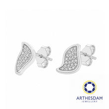 Load image into Gallery viewer, Arthesdam Jewellery 18K White Gold with Diamond Petal Leaf Earrings