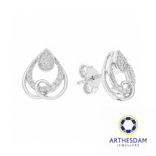 Load image into Gallery viewer, Arthesdam Jewellery 18K White Gold with Diamond Swirly Raindrop Earrings