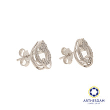 Load image into Gallery viewer, Arthesdam Jewellery 18K White Gold with Diamond Swirly Raindrop Earrings