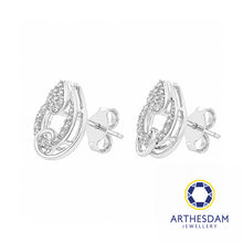 Load image into Gallery viewer, Arthesdam Jewellery 18K White Gold with Diamond Swirly Raindrop Earrings