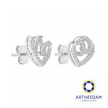 Load image into Gallery viewer, Arthesdam Jewellery 18K White Gold with Diamond Swirly Heart Earrings