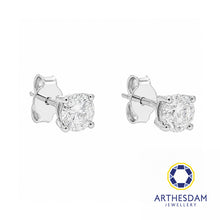 Load image into Gallery viewer, Arthesdam Jewellery 18K White Gold with Diamond Solitaire Earrings