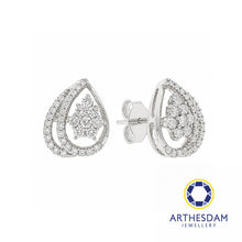 Load image into Gallery viewer, Arthesdam Jewellery 18K White Gold with Diamond Overlapping Raindrop Earrings