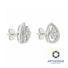 Load image into Gallery viewer, Arthesdam Jewellery 18K White Gold with Diamond Overlapping Raindrop Earrings