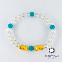 Load image into Gallery viewer, Arthesdam Jewellery 999 Gold Double Pixiu Opalite Beaded Bracelet