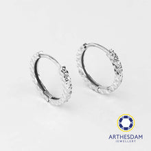 Load image into Gallery viewer, Arthesdam Jewellery 18K White Gold Sparkles Petite Hoop Earrings