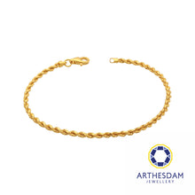 Load image into Gallery viewer, Arthesdam Jewellery 916 Gold Hollow Rope Bracelet