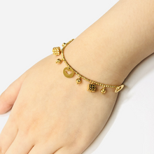 Load image into Gallery viewer, Arthesdam Jewellery 916 Gold Double Love Heart Dangling Bracelet