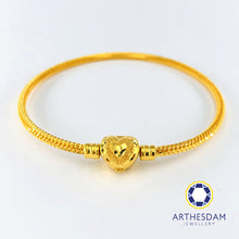 Load image into Gallery viewer, Arthesdam Jewellery 916 Gold Heart Lock Charm Bangle
