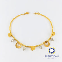 Load image into Gallery viewer, Arthesdam Jewellery 916 Gold Double Love Heart Dangling Bracelet