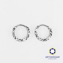 Load image into Gallery viewer, Arthesdam Jewellery 18K White Gold Sparkles Petite Hoop Earrings