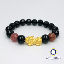 Load image into Gallery viewer, Arthesdam Jewellery 999 Gold Prosperity Pixiu Beaded Bracelet with Pink Quartz