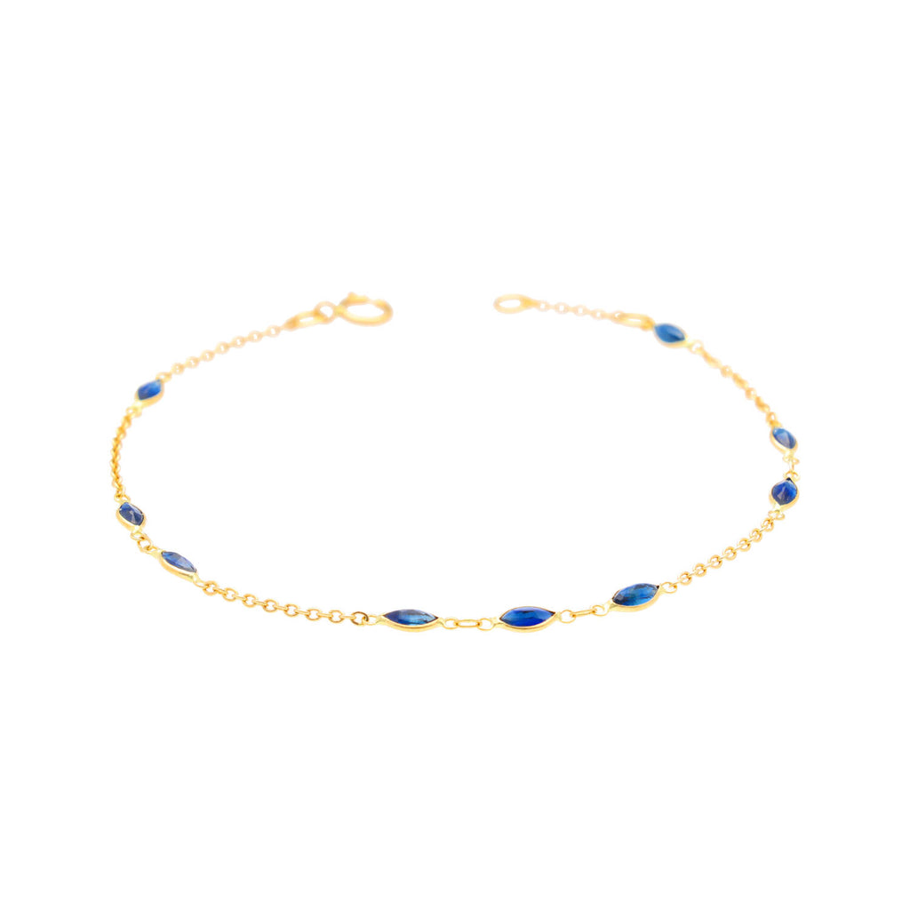 Arthesdam Jewellery 18K Yellow Gold Jasmine Bracelet (Blue Sapphire)