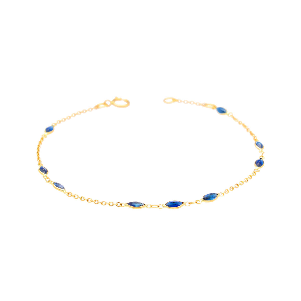 Arthesdam Jewellery 18K Yellow Gold Jasmine Bracelet (Blue Sapphire)