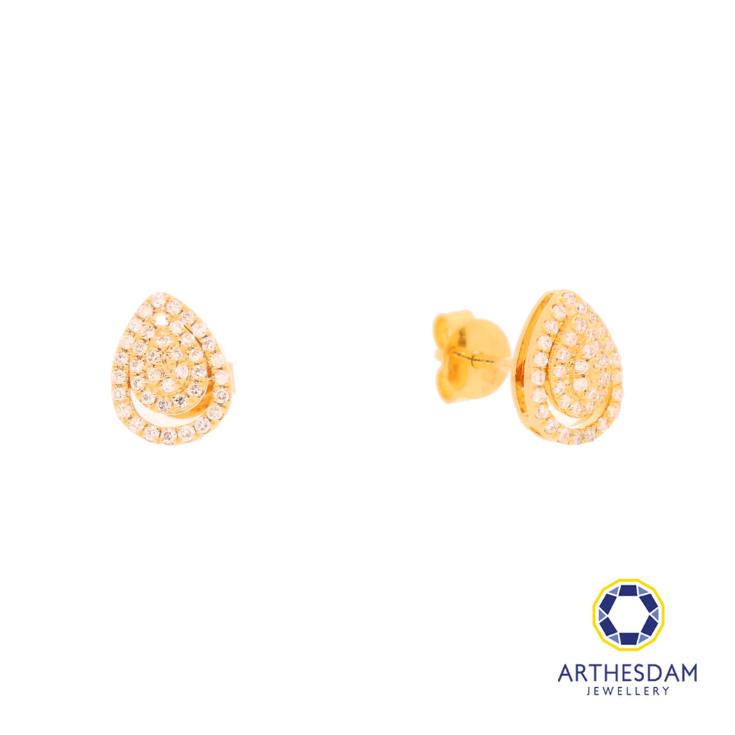 Arthesdam Jewellery 18K Gold Raindrop Cluster 0.214CT Diamond Earrings