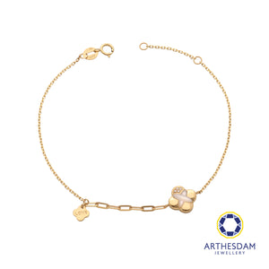 Arthesdam Jewellery 18K Gold Mother-of-pearl Clover 0.011CT Diamond Bracelet