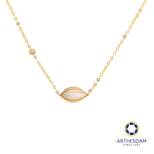 Arthesdam Jewellery 18K Gold Mother-of-pearl Eye Shape 0.07CT Diamond Necklace