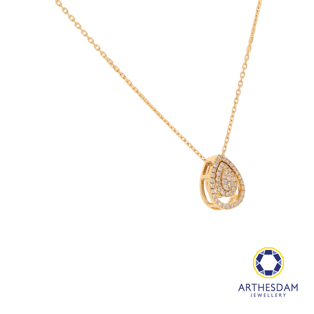 Arthesdam Jewellery 18K Gold Raindrop 0.138CT Diamond Necklace