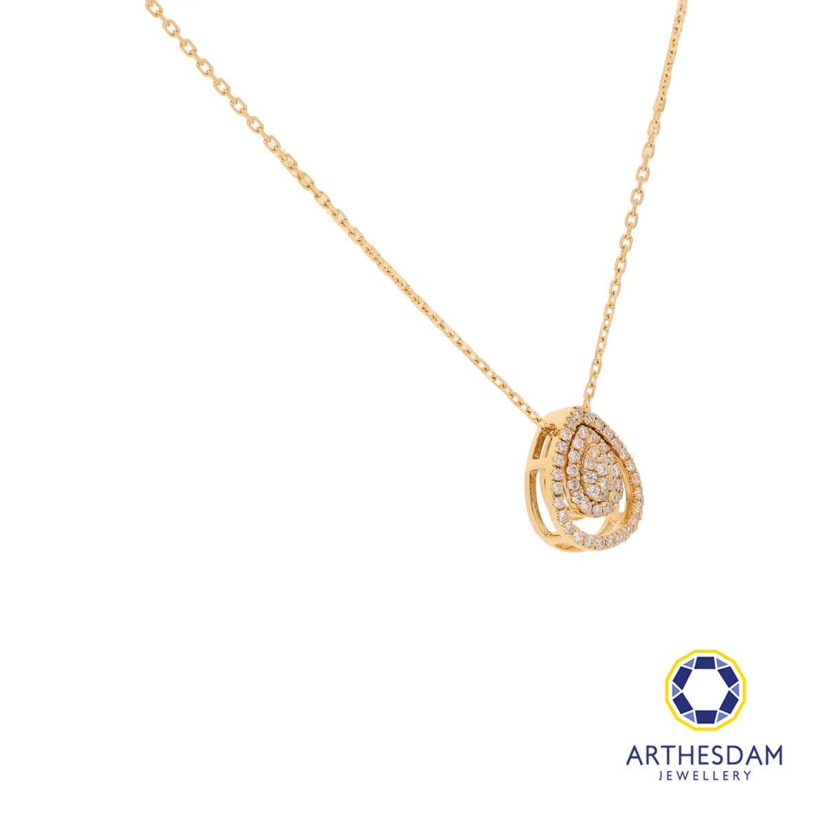 Arthesdam Jewellery 18K Gold Raindrop 0.138CT Diamond Necklace
