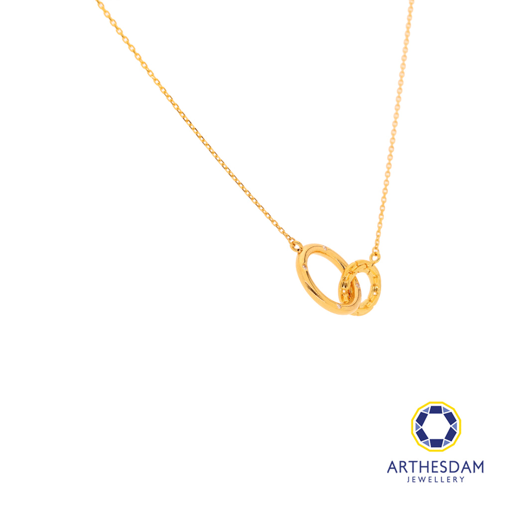 Arthesdam Jewellery 18K Gold Interlinked Circles 0.017CT Diamond Necklace