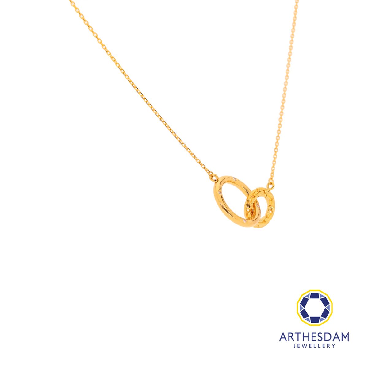 Arthesdam Jewellery 18K Gold Interlinked Circles 0.017CT Diamond Necklace