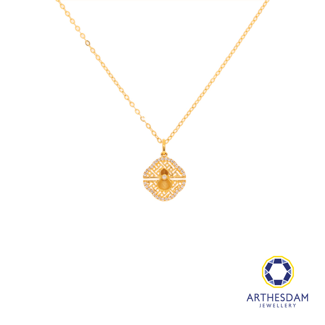 Arthesdam Jewellery 18K Gold Clover Gourd 0.07CT Diamond Necklace