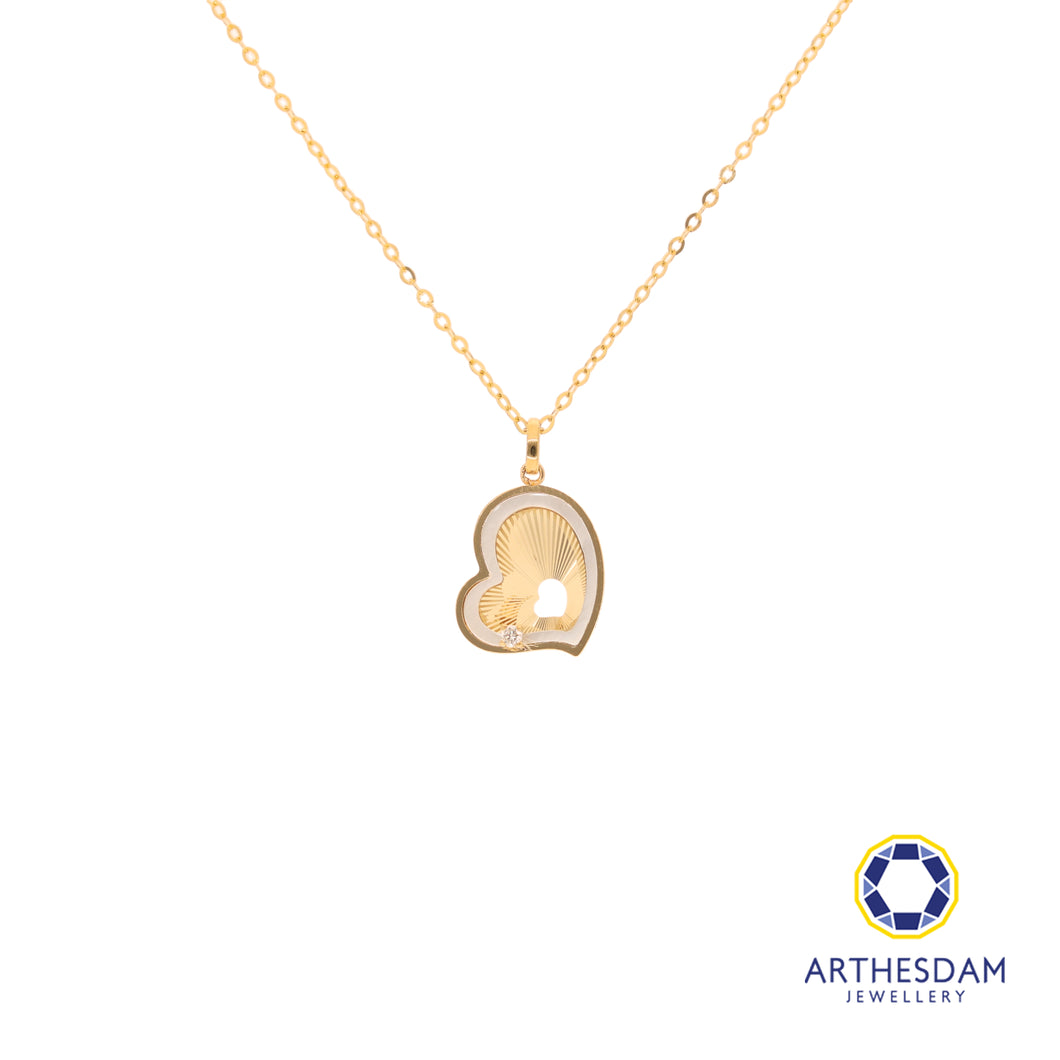 Arthesdam Jewellery 18K Gold Heart with 0.015CT Diamond Necklace