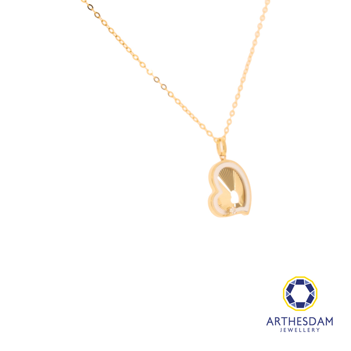 Arthesdam Jewellery 18K Gold Heart with 0.015CT Diamond Necklace