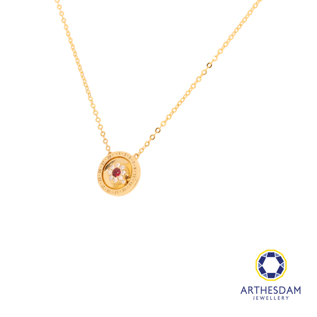 Arthesdam Jewellery 18K Gold 0.04CT Ruby & 0.049CT Diamonds Numeral Necklace