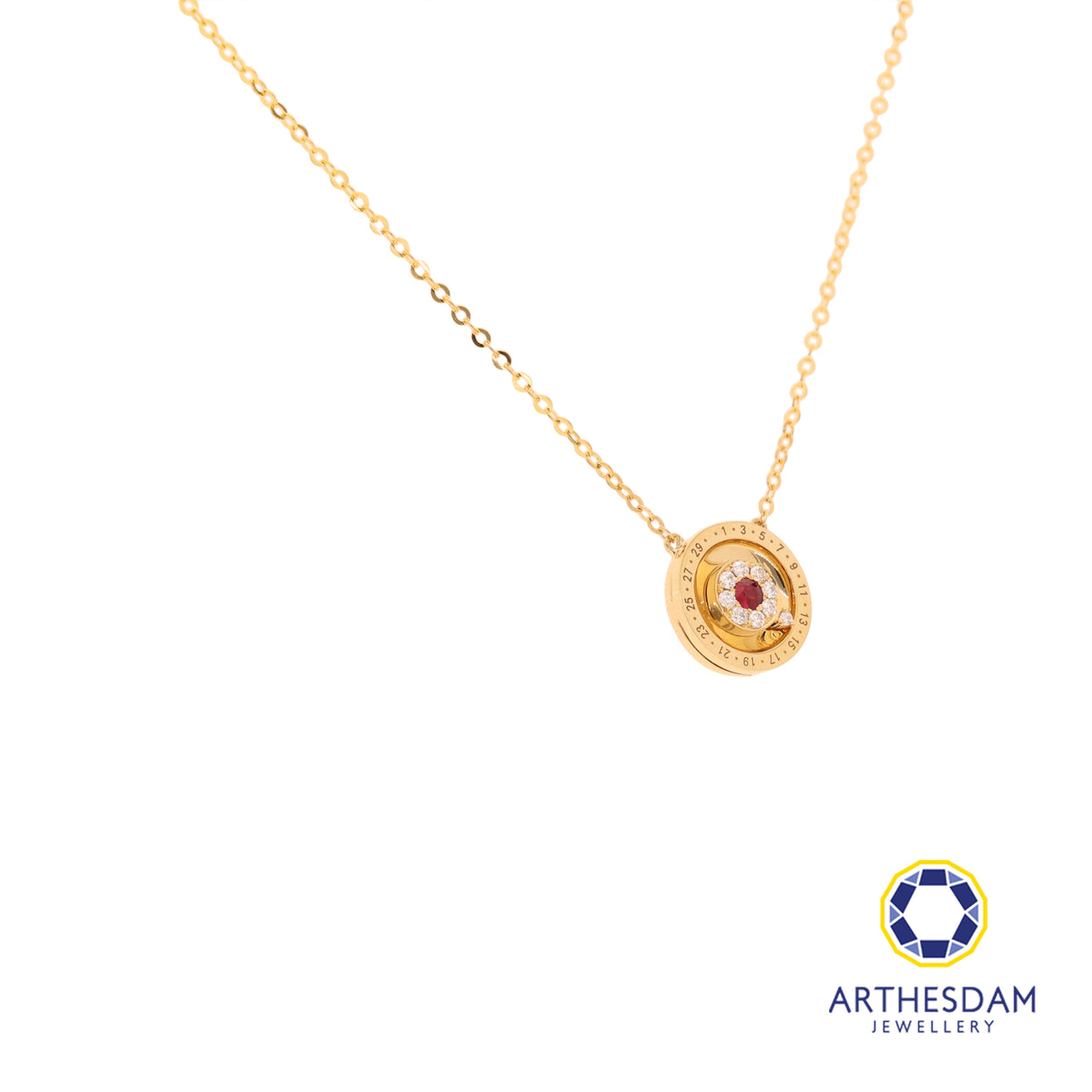 Arthesdam Jewellery 18K Gold 0.04CT Ruby & 0.049CT Diamonds Numeral Necklace