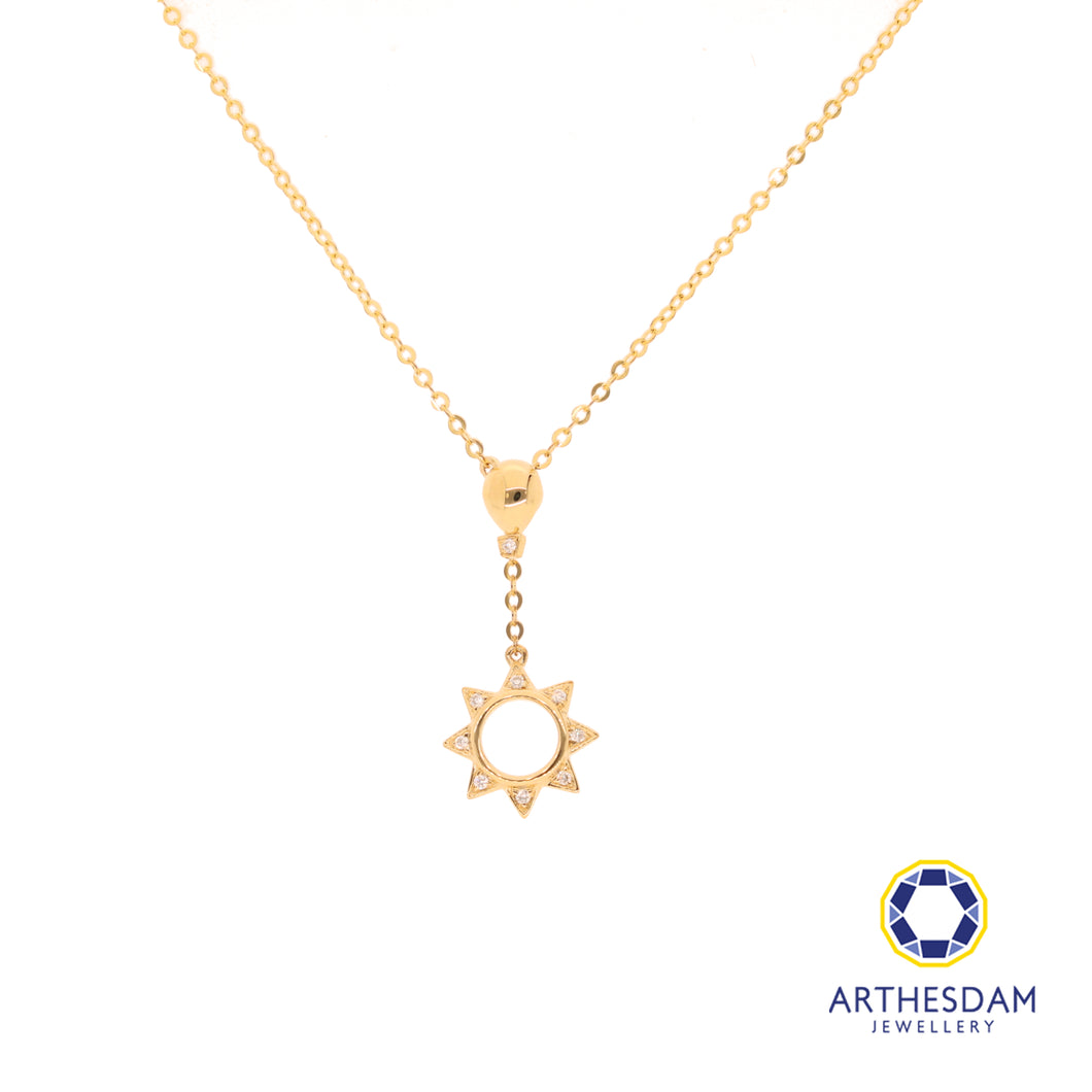 Arthesdam Jewellery 18K Gold Dangling Sun 0.027CT Diamond Necklace
