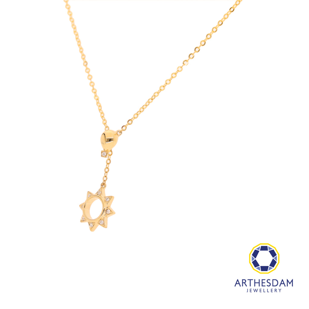 Arthesdam Jewellery 18K Gold Dangling Sun 0.027CT Diamond Necklace
