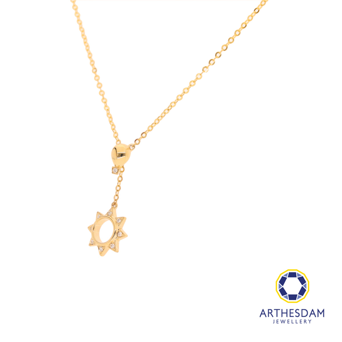 Arthesdam Jewellery 18K Gold Dangling Sun 0.027CT Diamond Necklace