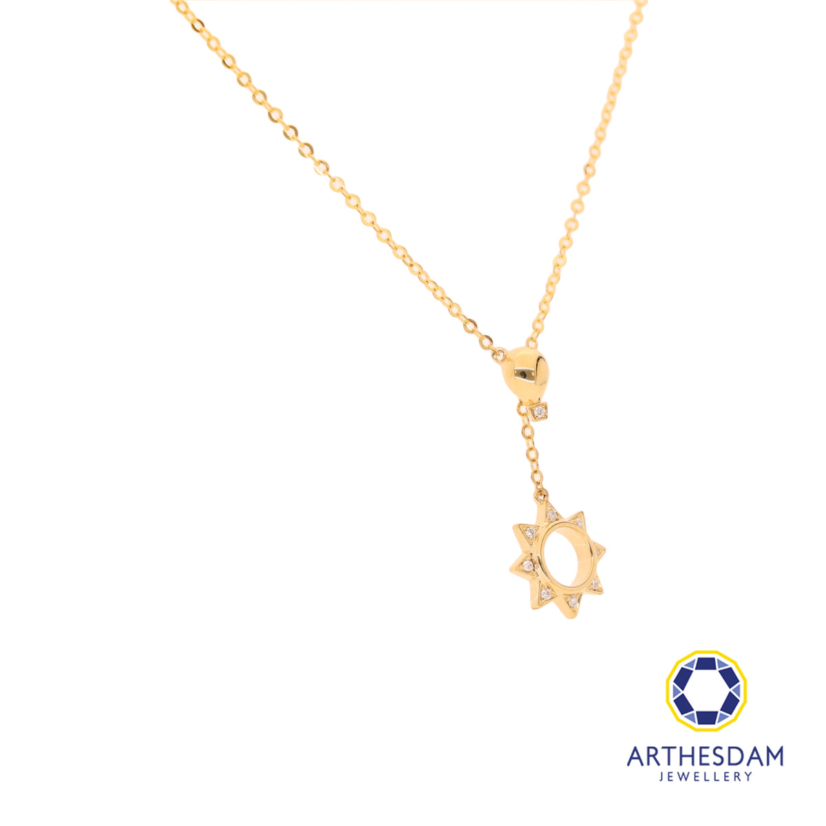 Arthesdam Jewellery 18K Gold Dangling Sun 0.027CT Diamond Necklace