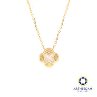 Arthesdam Jewellery 18K Gold Mother-of-pearl Clover Shell 0.019CT Diamond Necklace