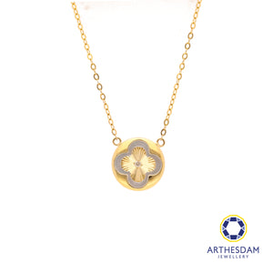 Arthesdam Jewellery 18K Gold Mother-of-pearl Clover Single 0.015CT Diamond Necklace