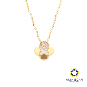 Arthesdam Jewellery 18K Gold Mother-of-pearl Clover 0.02CT Diamond Necklace