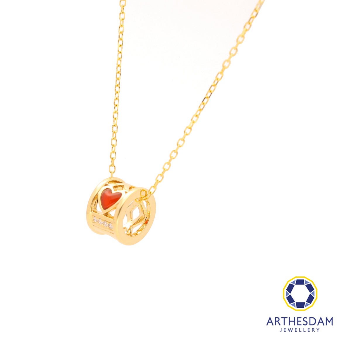 Arthesdam Jewellery 18K Gold Charm Heart 0.013CT Diamond Necklace