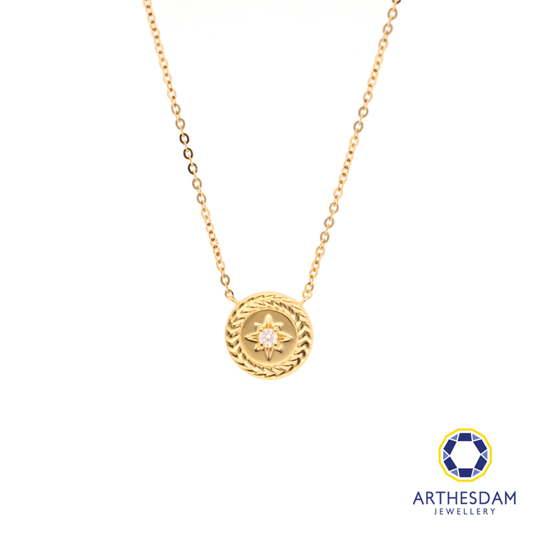 Arthesdam Jewellery 18K Gold Vintage Coin 0.028CT Diamond Necklace